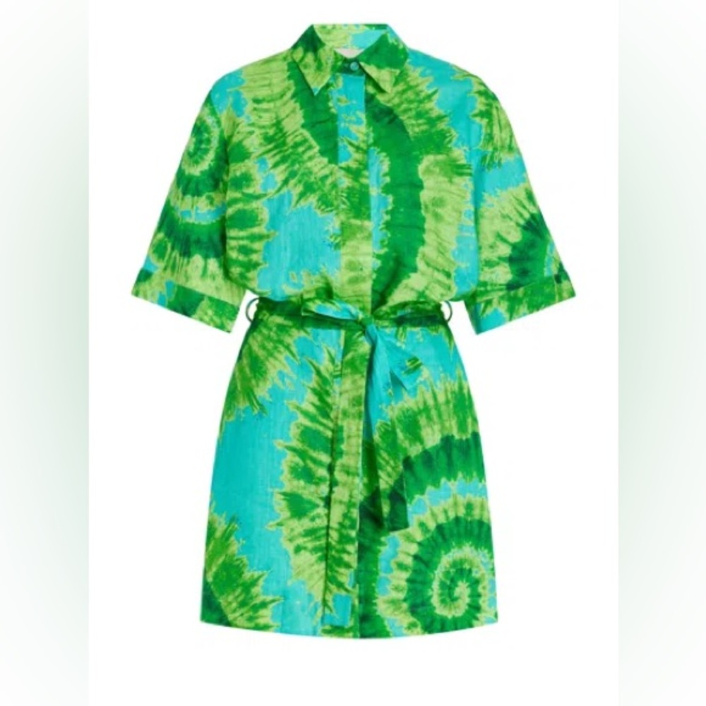 NWT ALÉMAIS Exclusive Salty Tie-Dyed Woven Mini Shirt Dress